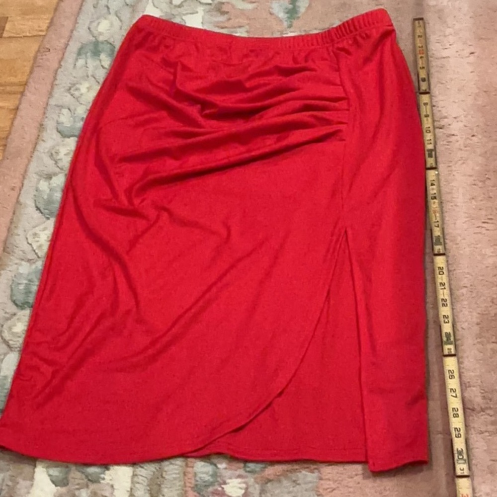NWOT Bold Red Midi Skirt WITH SIDE SLIT SZ 16W